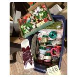 Tote of Ribbons and Christmas items