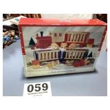 Wooden train set still in box