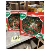 Lot of 2 Vintage Electric Christmas Wreaths