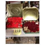 Two tins of Christmas Bows and other tree