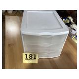 Small, three drawer, Sterilite plastic storage