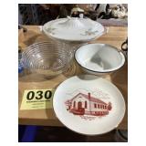 Assorted Dishware & Enameled bowl