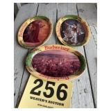 Small Budweiser advertising tin trays