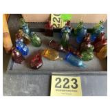Small perfume and other colored bottles