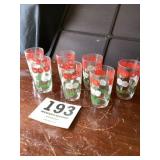 Seven juice, glasses