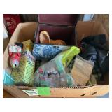 Box lot with wind up duck wooden shoes,