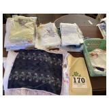 Vintage pillowcases and linens lot