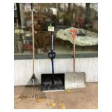 Leaf Rake & Snow Shovels-one new