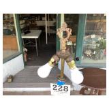 Nice wooden floor lampstand with a neat metal