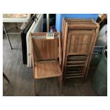Six old wooden folding chairs