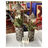 Lot of 2 Christmas lantern decorations