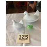 Lot of 3 Hens on a Nest Candy dishes one chipped