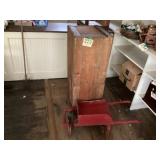 Old wooden wood box and small early red painted