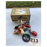 Decorative Christmas wooden box & figurines