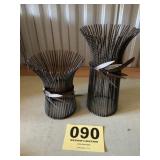 Two wheat sheaves candle holders,