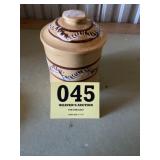 Yellow ware jar with lid