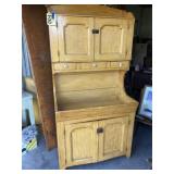 Mustard, yellow vintage dry sink with top cabinet