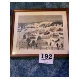 Framed print by grandma Moses, winter twilight