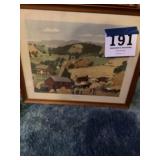 Framed grandma, Moses print the thrashers