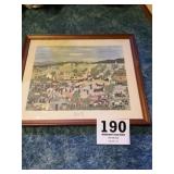 Framed grandma Moses print country fair