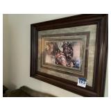 Large framed and matted flower print