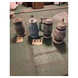 Coors Golden spike and 3 Avon steins