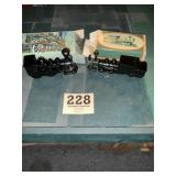 Two Avon train after shave decanters