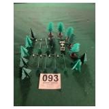 Street lights and trees model train accessory lot