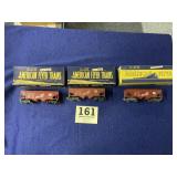 3 American Flyer C.B.&O. Hopper Cars