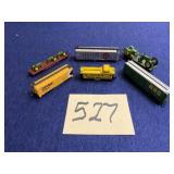 N Scale Train car lot with caboose box, cars, and
