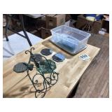 Small tote with lid filled with decorative