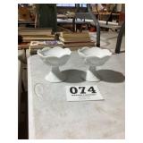 Pair of Milk Glass Candle holders Grape pattern