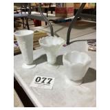 Lot of 3 Milk glass Vases Grape pattern