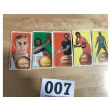 5 Topps Basketball trading cards from the early