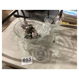 Clear, cut, glass punch bowl, set and other clear