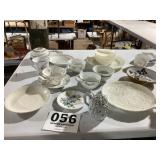 Old, miscellaneous glassware lot and China lot