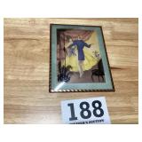 Vintage old silhouette picture with bowed glass