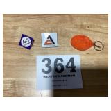 Allis Chalmers advertising pins and keychain