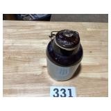 Antique brown and tan stoneware canning jar with