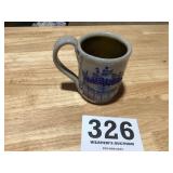 Modern blue decorated stoneware coffee cup