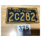 1948 Pennsylvania license plate