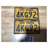 1951 matching Pennsylvania license plates
