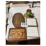 Assorted Wood decorations & Cutting Board