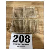 4 Clear Glass Butter plates