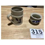 Two modern sign pieces of blue decorated