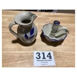 Two signed modern pieces of blue decorated