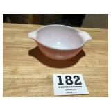 Vintage pink Pyrex, serving bowl with white