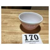 Vintage, small Pyrex bowl, white with pink