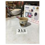 Modern Stoneware Pottery Bowl with heart cutout