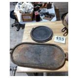 Lot of 2 Cast Iron Griddles